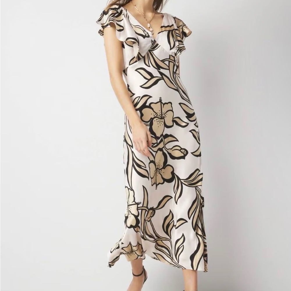 NWT WHBM size 2 Satin Floral Print Maxi Dress